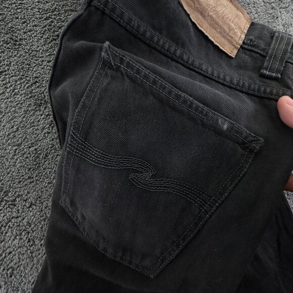 Nudie Jeans Off Beat Black Cotton Straight Cut Denim Button Fly Adult Men - Picture 7 of 16